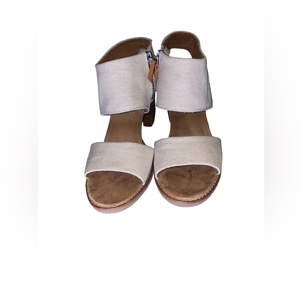 TOMS Women's Majorca Cutout Heeled Sandals in ivory, block heel,‎ zipper size 8 - Picture 3 of 10